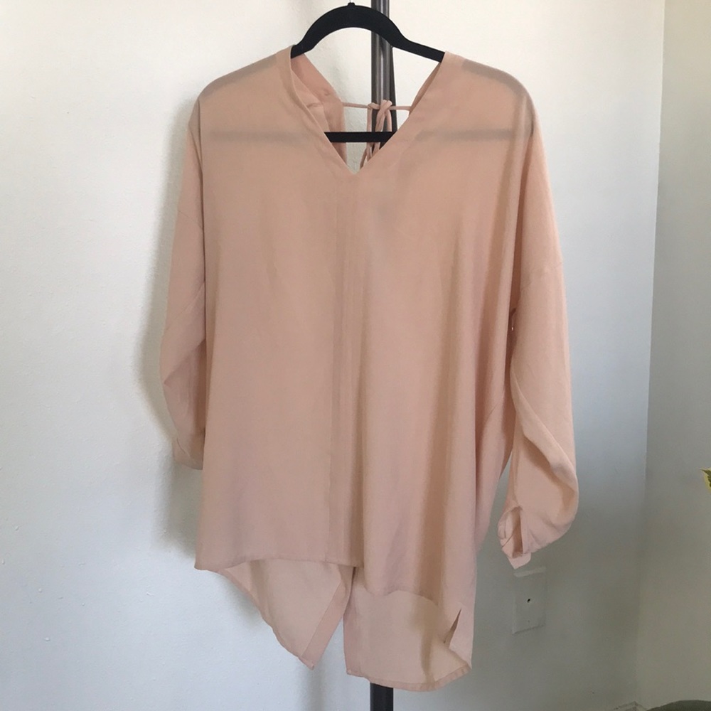 Zara pink/nude long sleeve blouse